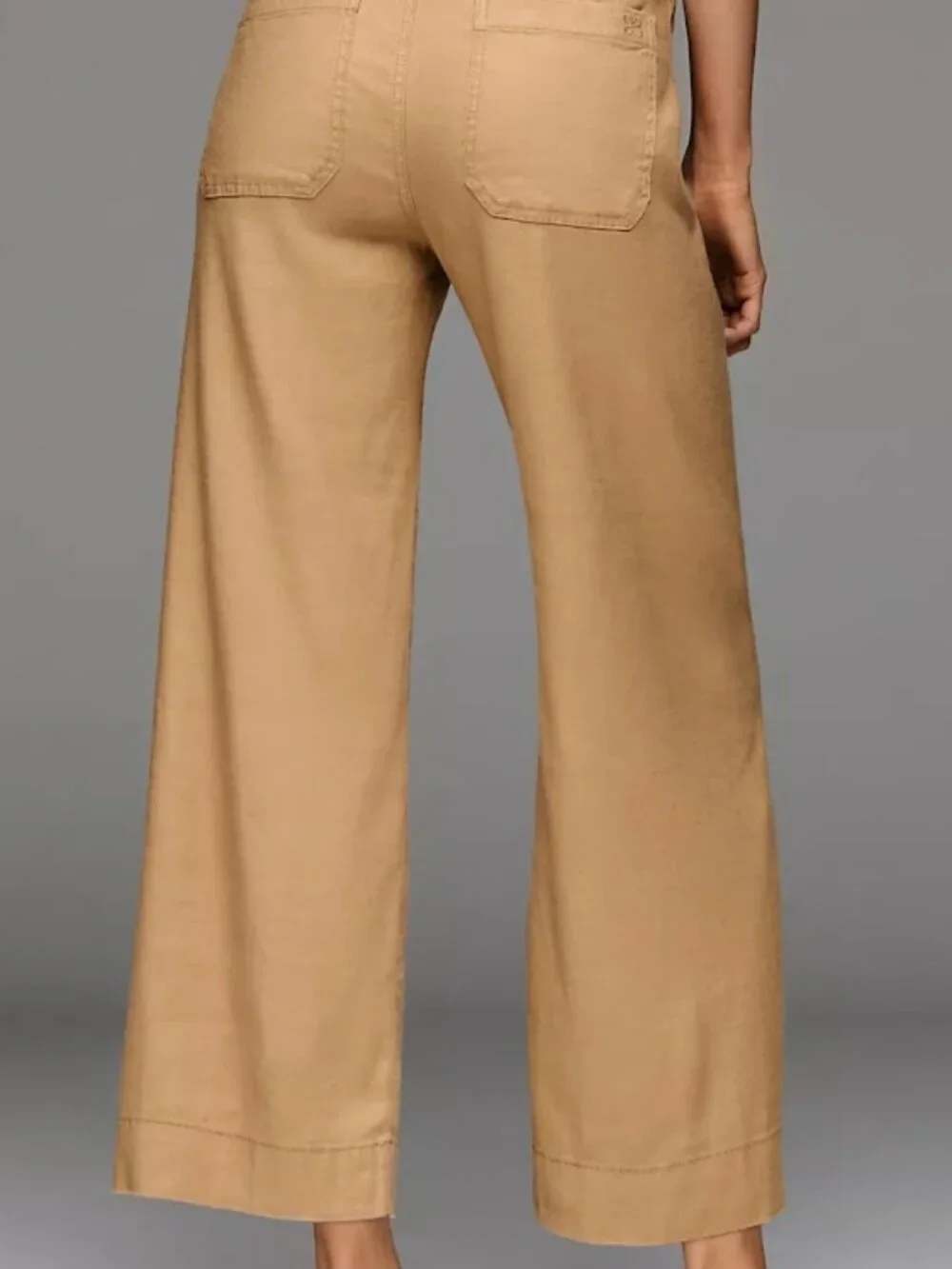 Anthropology Maeve The Colette Linen Blend Wide Leg Crop Pant Camel Tan Size 30 - Picture 4 of 9